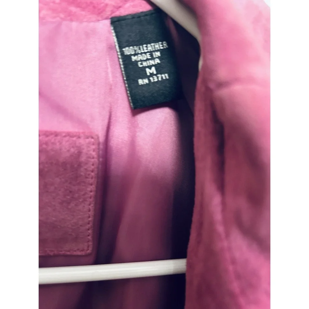 Y2K Valerie Stevens 100% Genuine Suede Leather Cropped Hot Pink Jacket Sz M